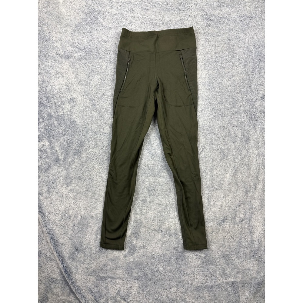 Athleta Womens XS Olive Green Peak Hybrid Fleece Tight Zipper Pockets Hiking